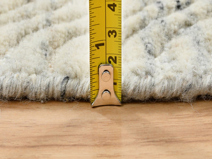 Beige 6'0" x 6'0" Modern and Contemporary Handloom Wool Rug - Sku: O064838