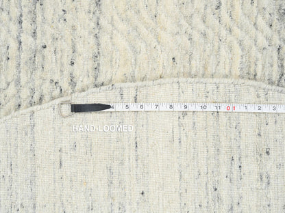 Beige 6'0" x 6'0" Modern and Contemporary Handloom Wool Rug - Sku: O064838