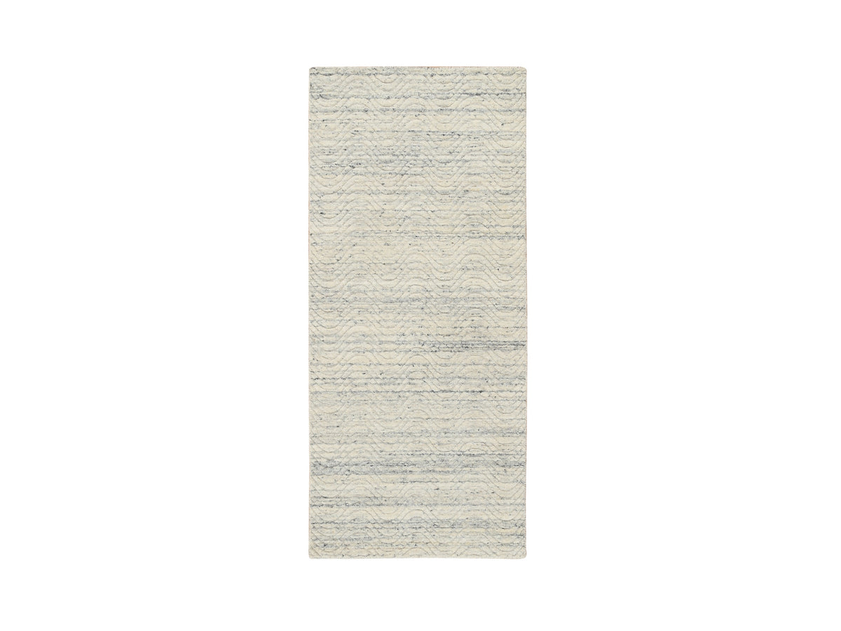 Modern / Contemporary hand-knotted wool runner in Beige, 2'6" x 6' — SKU O064839