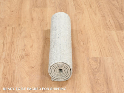 Beige 2'6" x 6'0" Modern and Contemporary Handloom Wool Rug - Sku: O064839
