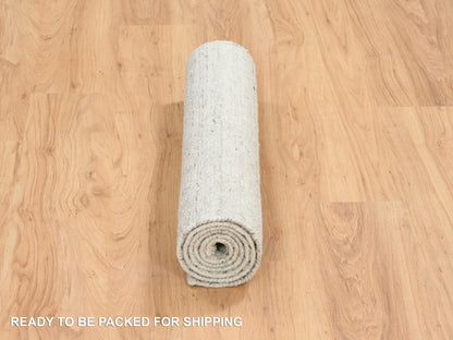 Beige 2'6" x 6'0" Modern and Contemporary Handloom Wool Rug - Sku: O064840