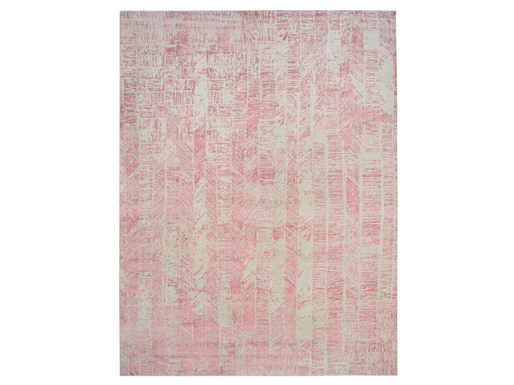 Transitional hand-knotted wool/art silk rug in Pink, 11'10" x 15'1" — SKU O064841