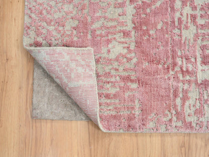Transitional hand-knotted wool/art silk rug in Pink, 11'10" x 15'1" — SKU O064841 (view 4)