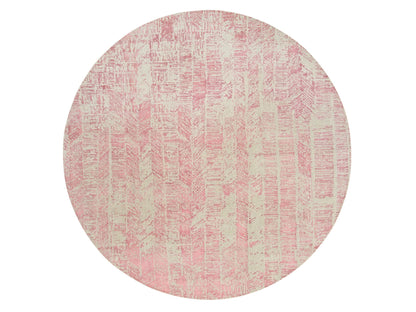 Transitional hand-knotted wool/silk rug in Pink, 10' x 10' — SKU O064842
