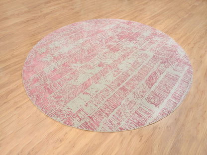 Transitional hand-knotted wool/silk rug in Pink, 10' x 10' — SKU O064842 (view 4)