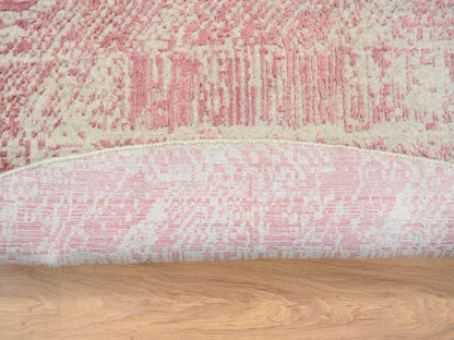Pink 10'0" x 10'0" Transitional Handloom Wool/Silk Rug - Sku: O064842
