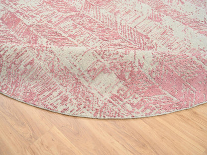 Transitional hand-knotted wool/silk rug in Pink, 10' x 10' — SKU O064842 (view 7)