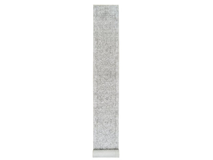 Grey 2'7" x 23'9" Transitional Hand knotted Wool Rug - Sku: O064844