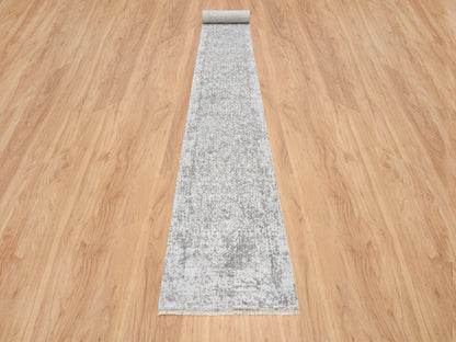 Transitional hand-knotted wool runner in Gray, 2'7" x 23'9" — SKU O064844 (view 2)