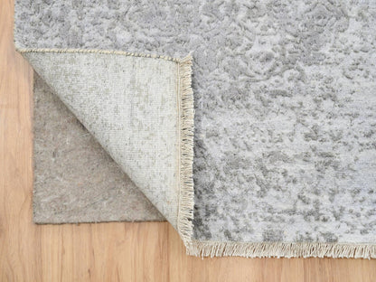 Grey 2'7" x 23'9" Transitional Hand knotted Wool Rug - Sku: O064844