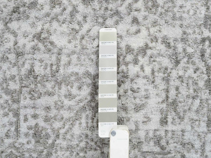 Transitional hand-knotted wool runner in Gray, 2'7" x 23'9" — SKU O064844 (view 4)