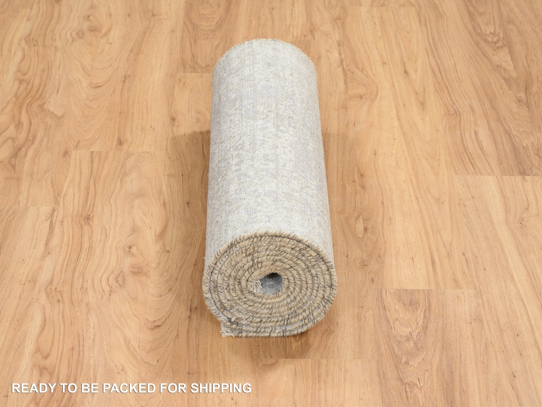 Transitional hand-knotted wool/silk runner in Gray, 2'6" x 12'1" — SKU O064845 (view 6)