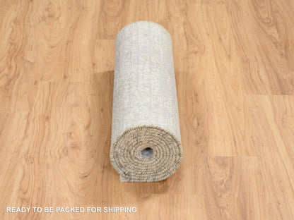 Transitional hand-knotted wool/silk runner in Gray, 2'6" x 12'1" — SKU O064845 (view 6)