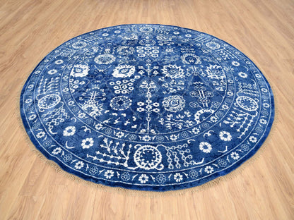 Blue 10'2" x 10'2" Transitional Hand knotted Wool/Silk Rug - Sku: O064847