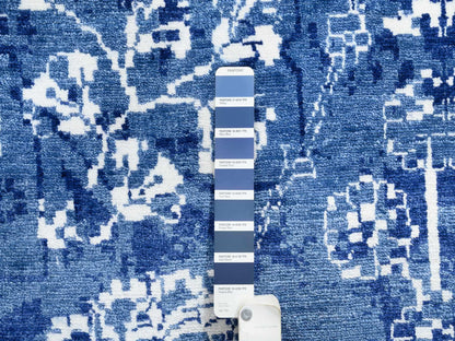 Blue 10'2" x 10'2" Transitional Hand knotted Wool/Silk Rug - Sku: O064847