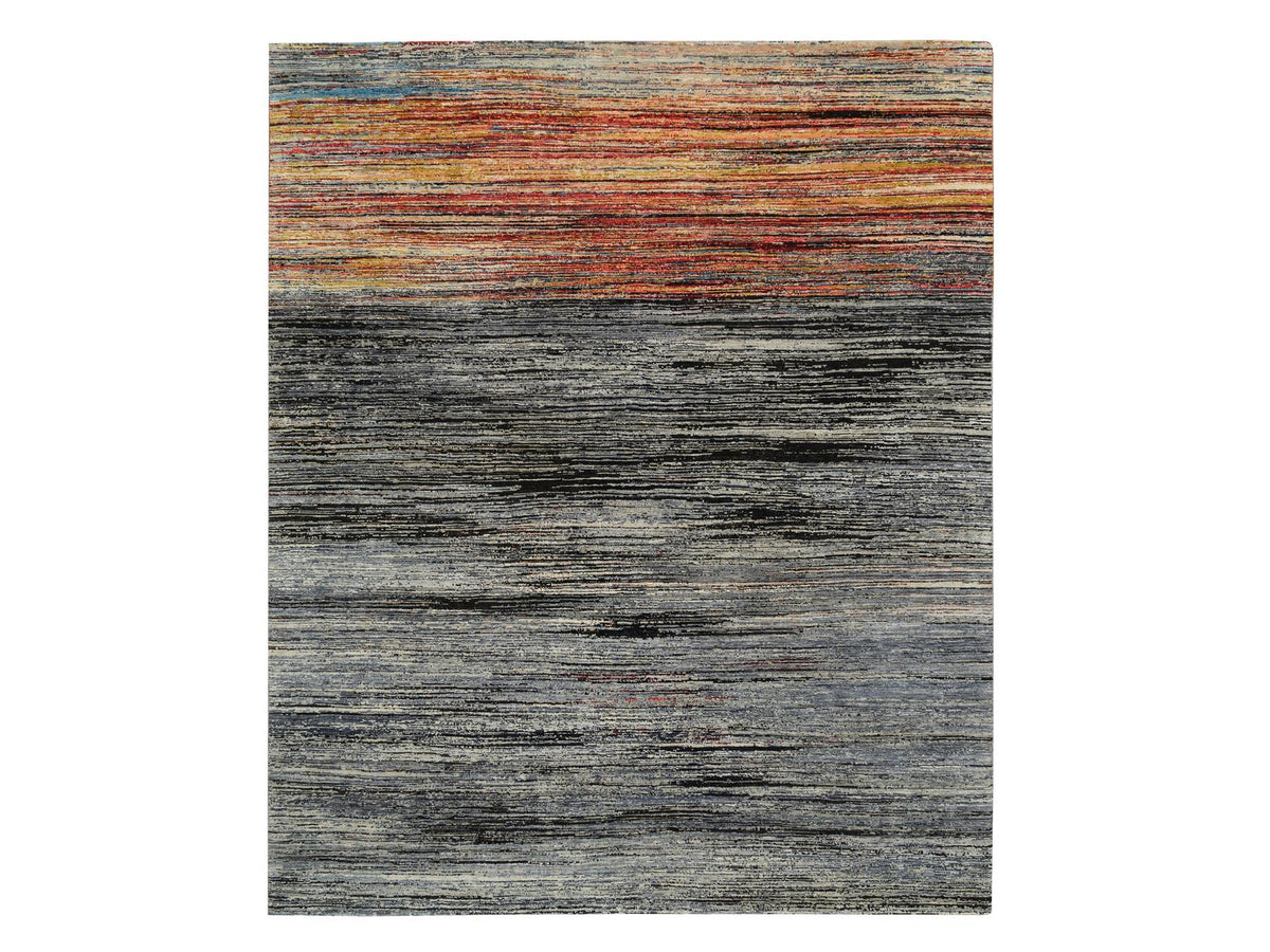 Modern / Contemporary hand-knotted wool rug in Black, 8'4" x 9'10" — SKU O064866