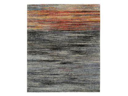 Black 8'4" x 9'10" Modern and Contemporary Hand knotted Wool Rug - Sku: O064866