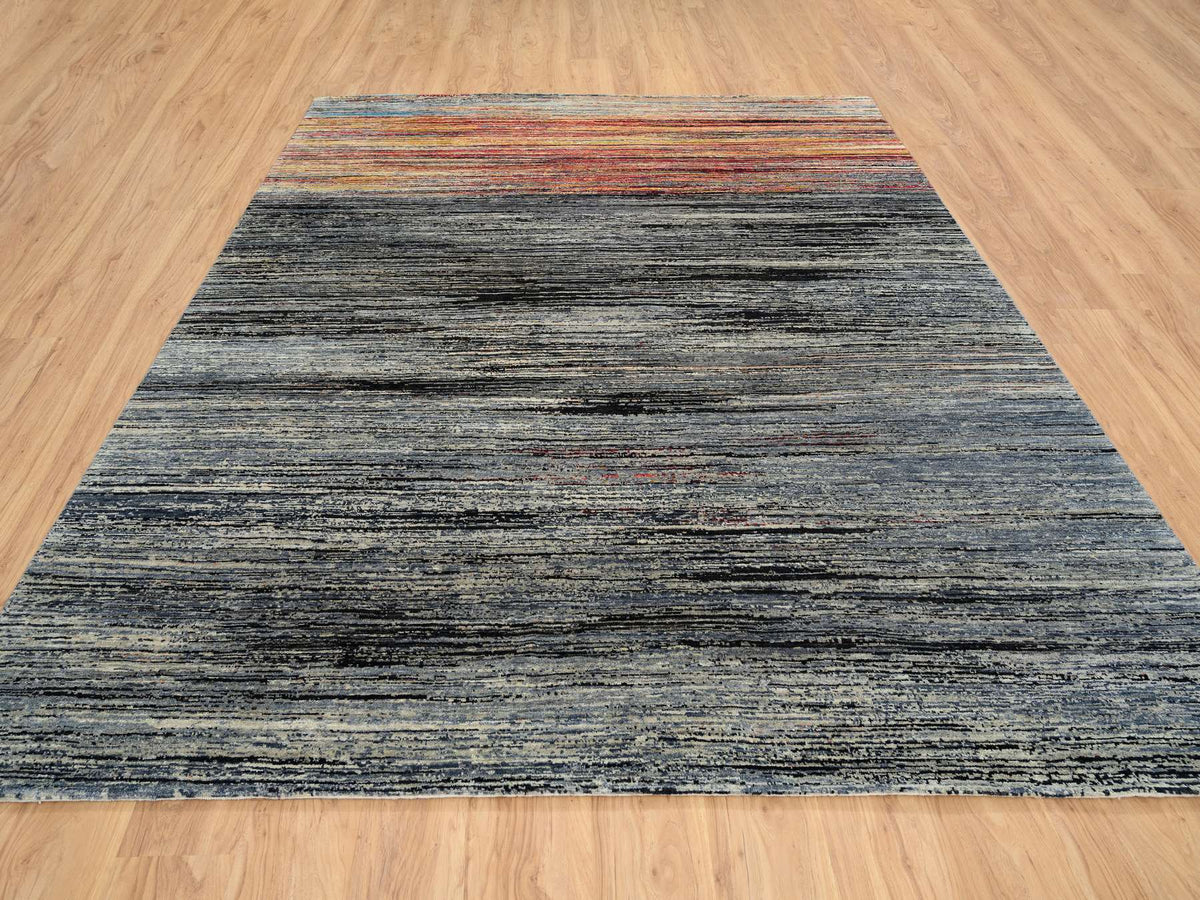 Modern / Contemporary hand-knotted wool rug in Black, 8'4" x 9'10" — SKU O064866 (view 2)