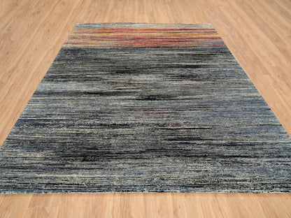 Black 8'4" x 9'10" Modern and Contemporary Hand knotted Wool Rug - Sku: O064866