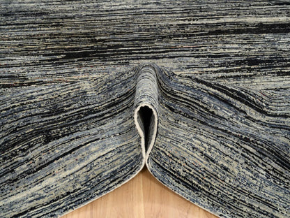 Black 8'4" x 9'10" Modern and Contemporary Hand knotted Wool Rug - Sku: O064866