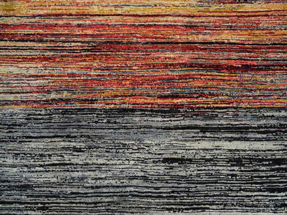 Black 8'4" x 9'10" Modern and Contemporary Hand knotted Wool Rug - Sku: O064866