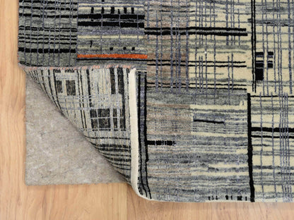 Black 8'0" x 10'0" Modern and Contemporary Hand knotted Wool/Silk Rug - Sku: O064867