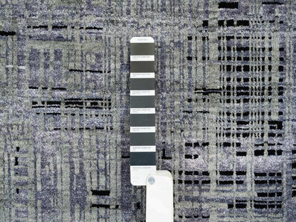 Black 8'0" x 10'0" Modern and Contemporary Hand knotted Wool/Silk Rug - Sku: O064867