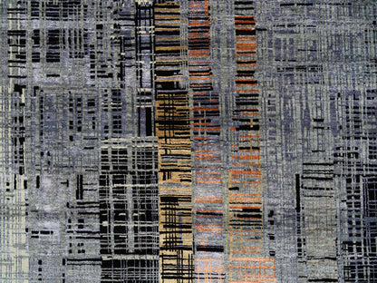 Black 8'0" x 10'0" Modern and Contemporary Hand knotted Wool/Silk Rug - Sku: O064867