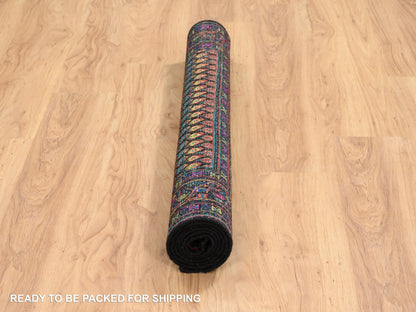 Black 4'0" x 6'0" Transitional Hand knotted Wool Rug - Sku: O064878
