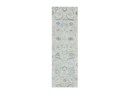 Ivory 2'7" x 8'2" Transitional Hand knotted Wool/Silk Rug - Sku: O064886