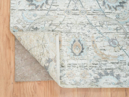 Transitional hand-knotted wool/silk runner in Ivory, 2'7" x 8'2" — SKU O064886 (view 3)