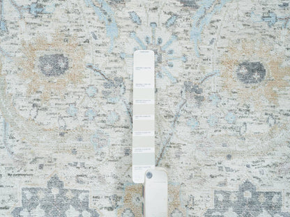 Transitional hand-knotted wool/silk runner in Ivory, 2'7" x 8'2" — SKU O064886 (view 4)