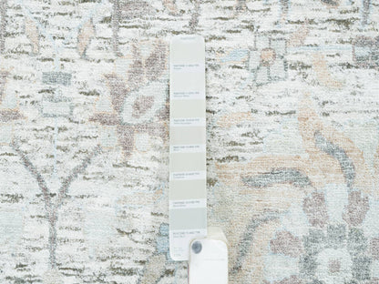 Tabriz Transitional hand-knotted silk rug in Ivory, 14' x 14' — SKU O064911 (view 7)