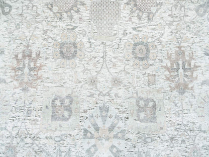 Tabriz Transitional hand-knotted silk rug in Ivory, 14' x 14' — SKU O064911 (view 8)