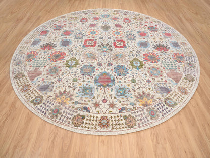 Tabriz Transitional hand-knotted wool/silk rug in Multicolored & Tan, 14' x 14' — SKU O064912 (view 2)