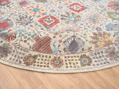 Tabriz Transitional hand-knotted wool/silk rug in Multicolored & Tan, 14' x 14' — SKU O064912 (view 6)