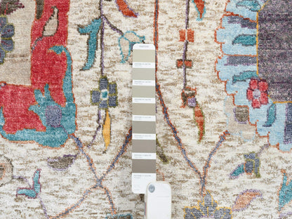Tabriz Transitional hand-knotted wool/silk rug in Multicolored & Tan, 14' x 14' — SKU O064912 (view 7)