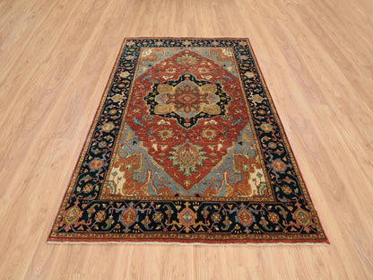 Heriz Heriz hand-knotted wool rug in Red & Navy Blue, 6' x 9'1" — SKU O064954 (view 2)