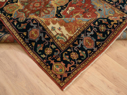 Heriz Heriz hand-knotted wool rug in Red & Navy Blue, 6' x 9'1" — SKU O064954 (view 6)