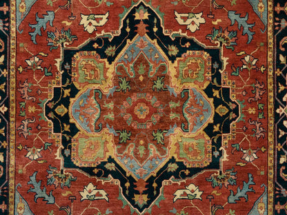Heriz Heriz hand-knotted wool rug in Red & Navy Blue, 6' x 9'1" — SKU O064954 (view 8)