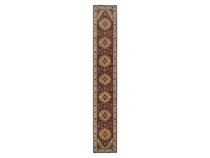 Heriz Heriz hand-knotted wool runner in Red & Cream, 2'7" x 16' — SKU O064966