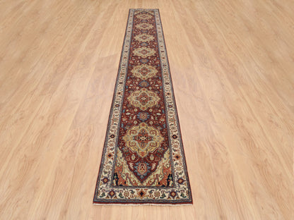 Heriz Heriz hand-knotted wool runner in Red & Cream, 2'7" x 16' — SKU O064966 (view 2)