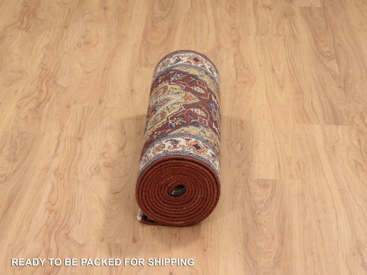 Heriz Heriz hand-knotted wool runner in Red & Cream, 2'7" x 16' — SKU O064966 (view 6)