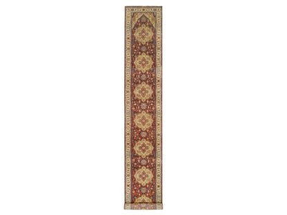 Heriz Heriz hand-knotted wool runner in Red & Cream, 2'6" x 18'2" — SKU O064970
