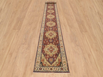 Heriz Heriz hand-knotted wool runner in Red & Cream, 2'6" x 18'2" — SKU O064970 (view 2)