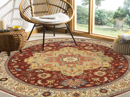 Heriz Heriz hand-knotted wool rug in Red & Cream, 10' x 10' — SKU O064974 (view 2)