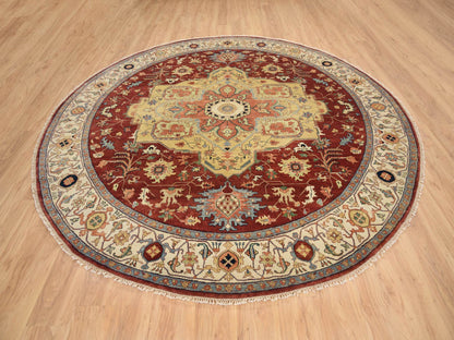 Heriz Heriz hand-knotted wool rug in Red & Cream, 10' x 10' — SKU O064974 (view 3)