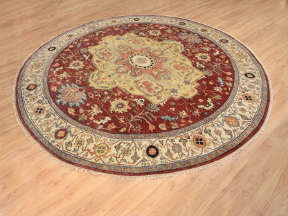 Heriz Heriz hand-knotted wool rug in Red & Cream, 10' x 10' — SKU O064974 (view 4)
