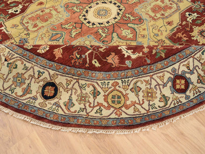 Heriz Heriz hand-knotted wool rug in Red & Cream, 10' x 10' — SKU O064974 (view 7)