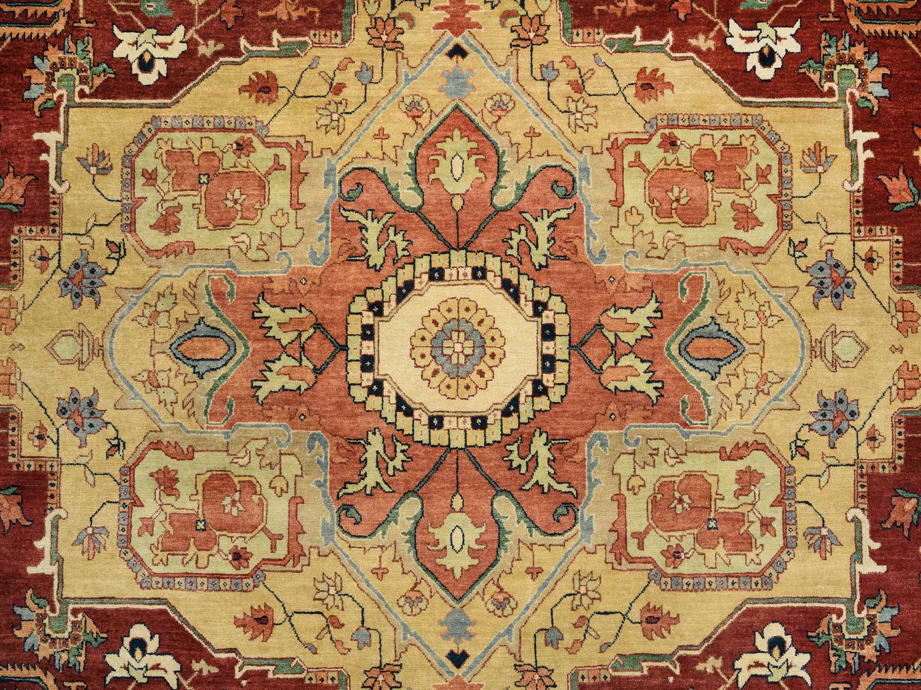 Heriz Heriz hand-knotted wool rug in Red & Cream, 10' x 10' — SKU O064974 (view 9)